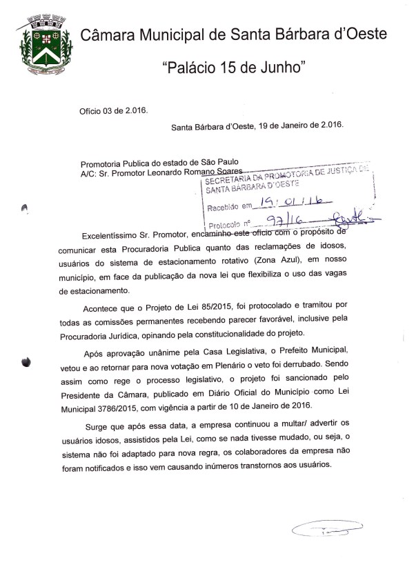 Ofício foi protocolado no Ministério Público pelo vereador
