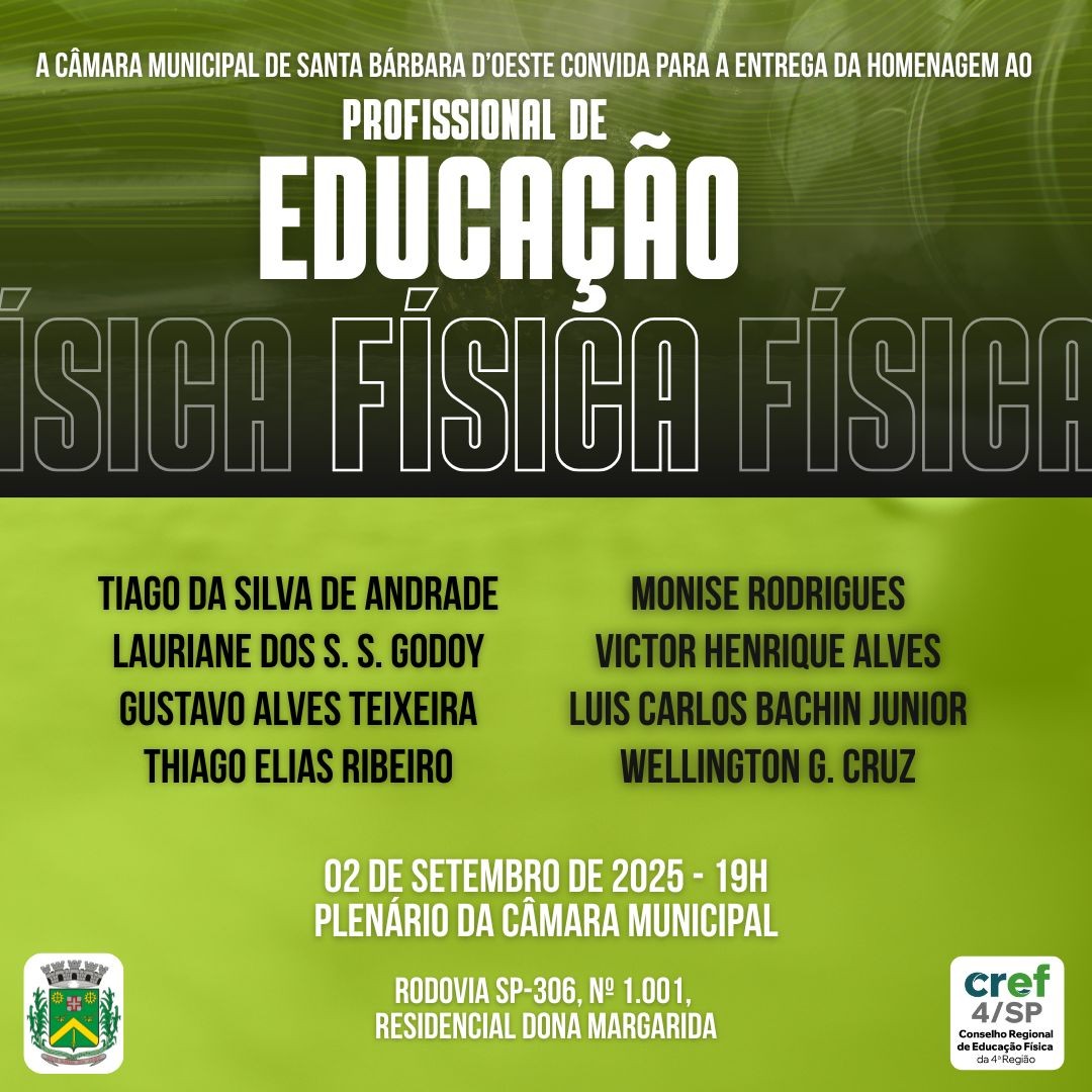 Santa Bárbara d’Oeste homenageia Profissionais de Educação Física em solenidade na Câmara Municipal