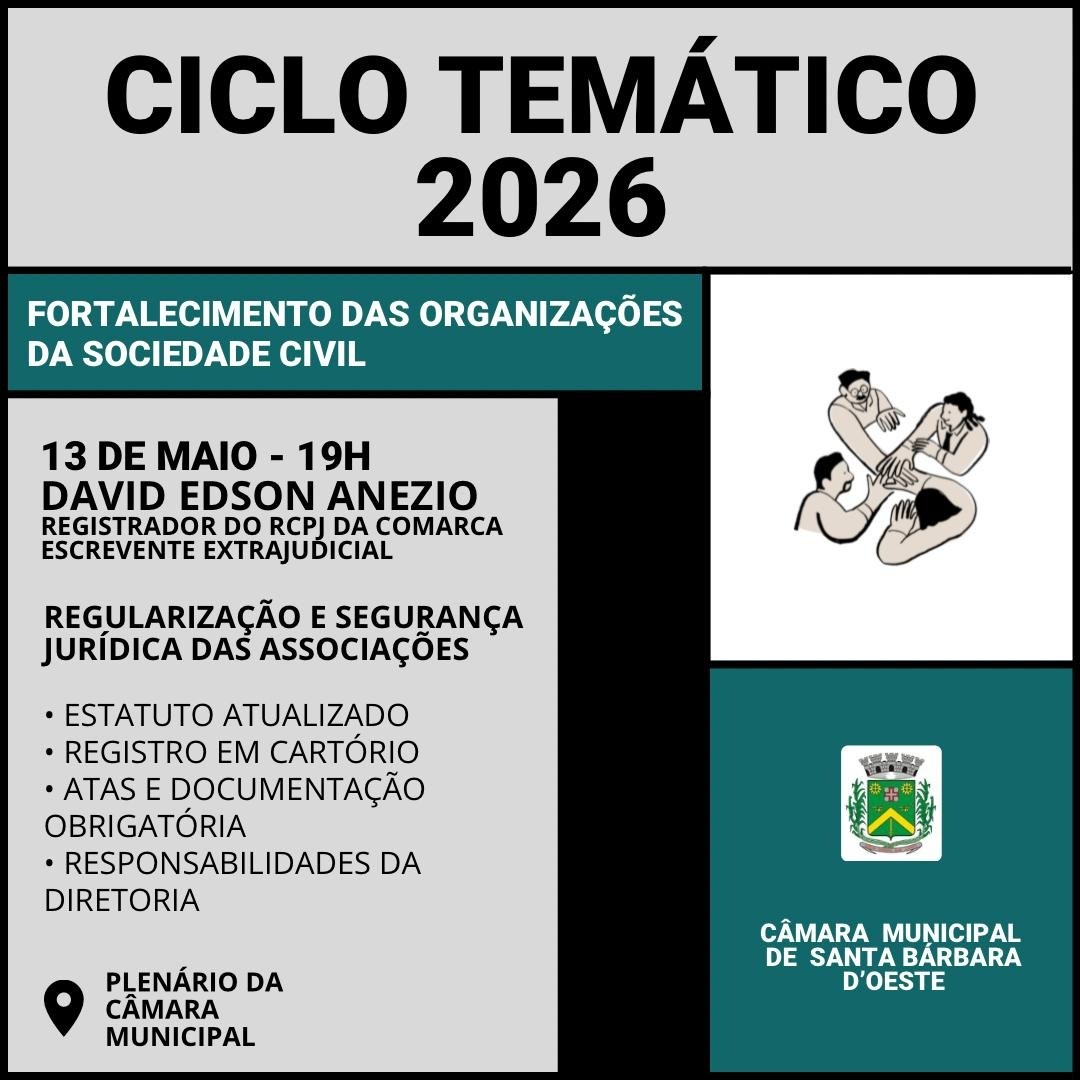 Câmara promove ciclo temático para fortalecer organizações da sociedade civil em maio