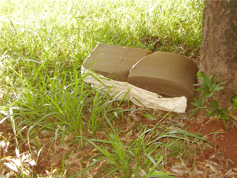 Até colchão é encontrado na praça