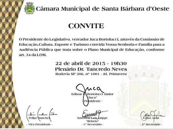Câmara promove audiência pública na próxima quarta-feira.